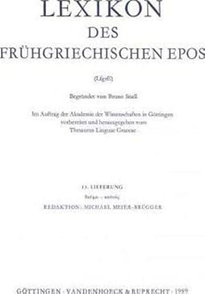 Seller image for Lexikon des fruhgriechischen Epos Lfg. 13: thauma - kapnos (Lexikon des fruhgriechischen Epos. Ausgabe in Lieferungen) [Paperback ] for sale by booksXpress