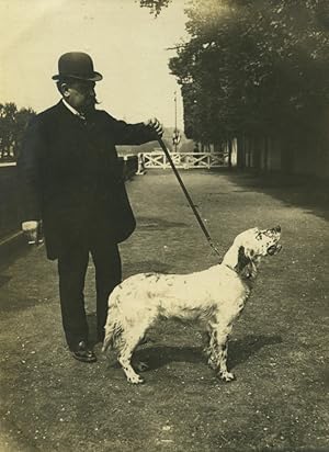 France Paris M. Lasseran and his dog in a park Old amateur Photo 1908 #2
