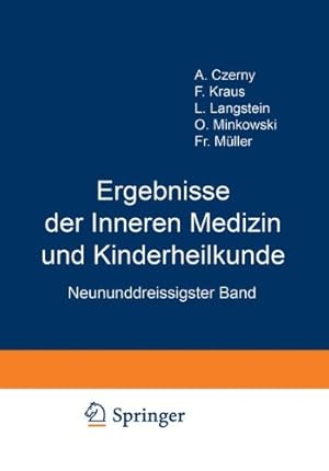 Seller image for Ergebnisse der Inneren Medizin und Kinderheilkunde (Ergebnisse der Inneren Medizin und Kinderheilkunde (39)) (German Edition) by Langstein, L. [Paperback ] for sale by booksXpress