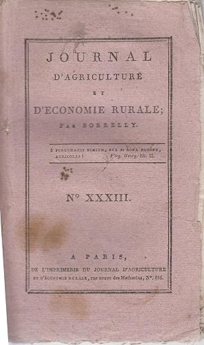 Image du vendeur pour Journal d'agriculture et d'conomie rurale. - N XXXIII mis en vente par PRISCA