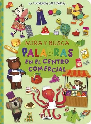 Mira y busca palabras en el centro comercial. Edad: 2+.