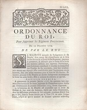Seller image for Ordonnance du roi, pour supprimer dans les rgimens Provinciaux : du 15 Decmbre 1775 : de par le roi. for sale by PRISCA