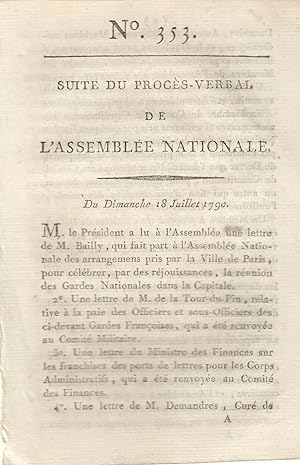 Seller image for Suite du procs-verbal de l'Assemble nationale. Du dimanche 18 juillet 1790. for sale by PRISCA