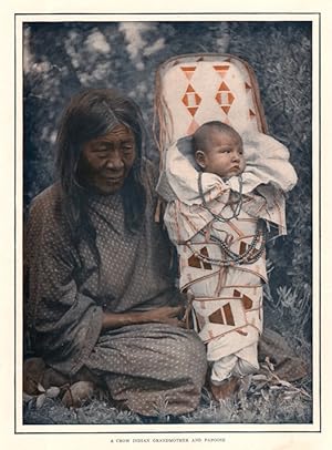 Crow Indian Grandmother and Papoose,ca1920s Vintage Native print