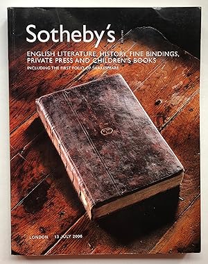 Sotheby's. English Literature, History, Fine Bindings, Private Press and Children's Books, includ...