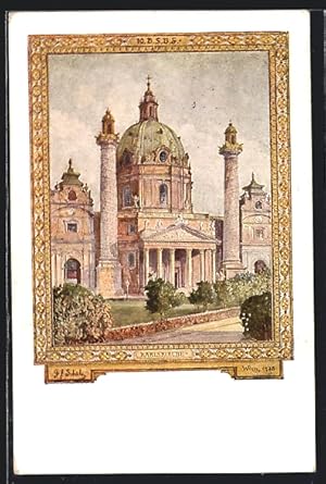 Künstler-Ansichtskarte Wien, 10. Deutsches Sängerbundesfestes 1928, Karlskirche