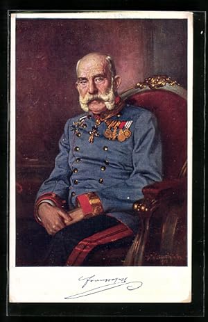 Ansichtskarte Rotes Kreuz Nr. 258: Kaiser Franz Josef I. von Österreich in Uniform mit Orden