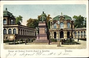 Bild des Verkufers fr Ansichtskarte / Postkarte Dresden Altstadt, Kniglicher Zwinger, Denkmal Friedrich Augst des Gerechten zum Verkauf von akpool GmbH