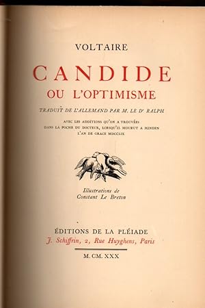Image du vendeur pour Candide ou l'optimisme mis en vente par JP Livres