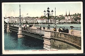 Ansichtskarte Luzern, Seebrücke und Promenade