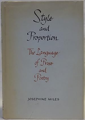 Style and Proportion: The Language of Prose and Poetry