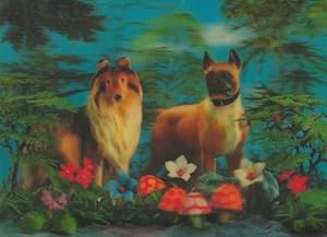 3-D Ansichtskarte / Postkarte Hunde, Tierportrait, Pilze, Blumen, Windhund