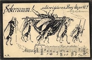 Lied Ansichtskarte / Postkarte Willy Estermann, Schrrumm, Ald widder en Fleeg kapott, Tote Fliege...