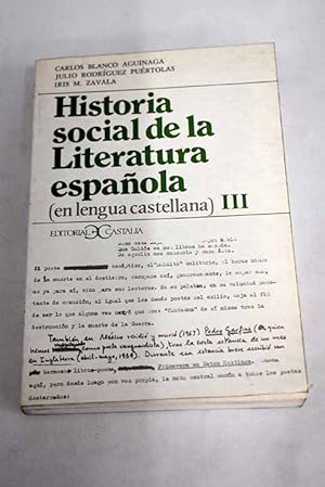 Image du vendeur pour Historia social de la literatura espaola mis en vente par Alcan Libros