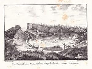 Ansicht des römischen Amphitheater von Innen. Steindruck von J.Susenbeth nach Christoph Hawich.