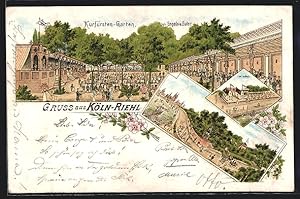 Lithographie Köln-Riehl, Gasthaus Kurfürsten-Garten, Zur Münze