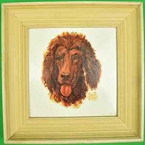 Abercrombie & Fitch Hand-Painted Dog Head by Frank Childers Framed Tile