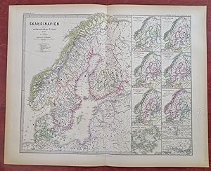 Scandinavia Union of Kalmar Sweden Norway Denmark 1880 Spruner historical map