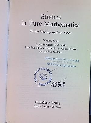 Imagen del vendedor de Studies in Pure Mathematics a la venta por books4less (Versandantiquariat Petra Gros GmbH & Co. KG)