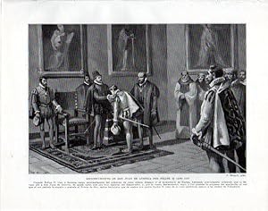 Bild des Verkufers fr LAMINA V33900: Reconocimiento de Don Juan de Austria por Felipe II por F. Blanch zum Verkauf von EL BOLETIN