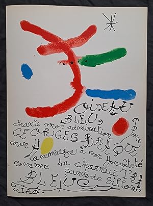 Joan Miro Original 1964 Lithograph "Oiseau Bleu, Georges Braque"