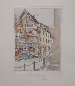 Original-Farb-Radierung "Kreuzstraße"