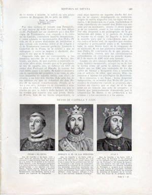 Seller image for LAMINA V33642: Pedro I El Cruel, Enrique II de las Mercedes y Juan I Reyes de Castilla y Leon for sale by EL BOLETIN