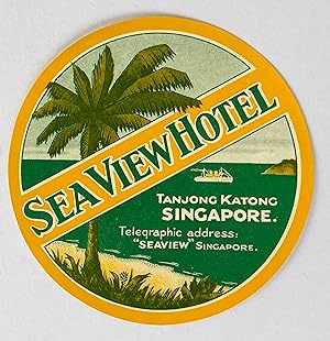 Original Vintage Luggage Label - Sea View Hotel, Singapore