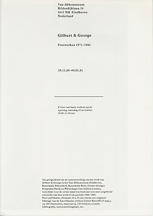Exhibition brochure: Gilbert & George: Fotowerken 1971-1980 (29 November 1980-4 January 1981)