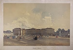 Schlosshof in Schönbrunn. Chromolithographie. Wien, k.k. Hof- u. Staatsdruckerei um 1865, 30 x 47...