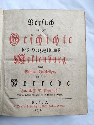 Bild des Verkufers fr Versuch in der Geschichte des Herzogthums Meklenburg. zum Verkauf von Antiquariat H. Carlsen