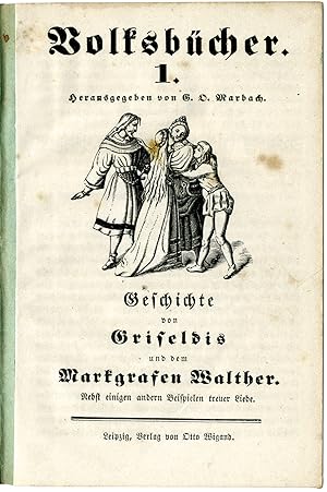 Seller image for Volksbcher. Nr 1-53 (alles Erschienene; sowie zustzlich die Hefte 51 und 52 in einer Doppelnumerierung mit unterschiedlichem Inhalt). Zus. 55 Nummern in 9 marmor. Pappbnden des spten 19. Jahrh. mit vergold. Rckenschildern. Mit zahlreichen Illustrationen, darunter ber 150 Holzschnitte von Ludwig Richter. for sale by Antiquariat Wolfgang Braecklein