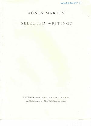 Seller image for Agnes Martin Selected Writings for sale by DIAMOND HOLLOW BOOKS / MILES BELLAMY
