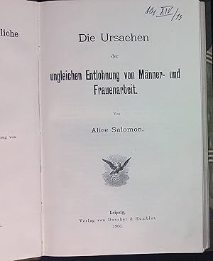 Seller image for Die Ursachen der ungleichen Entlohnung von Mnner- und Frauenarbeit. Staats- und sozialwissenschaftliche Forschungen; H. 122 for sale by books4less (Versandantiquariat Petra Gros GmbH & Co. KG)