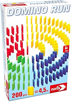 Noris 606065644 - Domino Run 200 Steine, Aktionsspiel, Geschicklichkeitsspiel