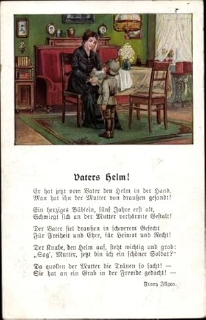 Gedicht Ansichtskarte / Postkarte Vaters Helm, Franz Illgen