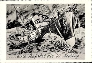 Ansichtskarte / Postkarte Seekranke Passagiere, Dampfer Leichte Brise