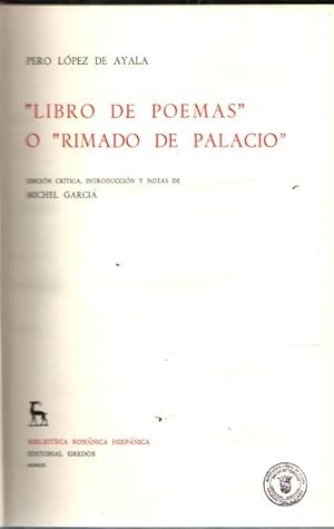 Seller image for "Libro de poemas" o "rimado de palacio" I . for sale by Librera Astarloa