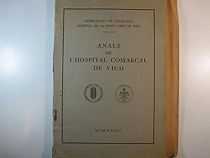 Imagen del vendedor de ANALS DE L'HOSPITAL COMARCAL DE VICH L'HOSPITAL DE VICH a la venta por Costa LLibreter