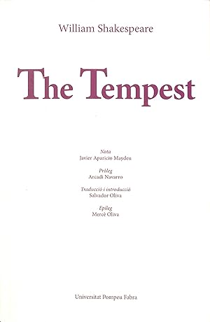 Imagen del vendedor de THE TEMPEST (CATALN). a la venta por Librera Smile Books