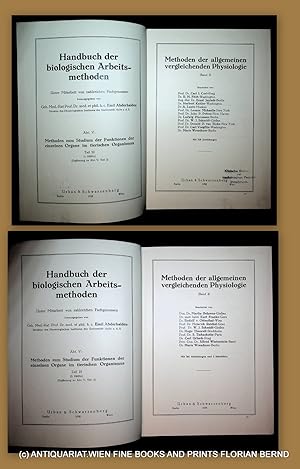 Bild des Verkufers fr Methoden der allgemeinen vergleichenden Physiologie 3. und 4. Band (2 Bnde) (= Handbuch der biologischen Arbeitsmethoden; Abt. 5: Methoden zum Studium der Funktionen der einzelnen Organe des tierischen Organismus, Teil 10, Hlfte 1 UND Hlte 2 (Ergnzung zu Abt. V, Teil 2)) zum Verkauf von ANTIQUARIAT.WIEN Fine Books & Prints