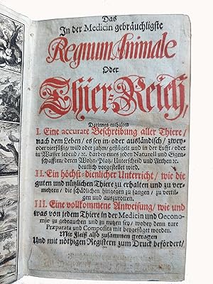 Bild des Verkufers fr Das In der Medicin gebruchligste Regnum Animale oder Thier-Reich zum Verkauf von Antiquariat H. Carlsen