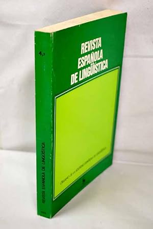 Seller image for Revista espaola de lingstica, Ao 1974, vol. 4, n 2:: Sinalefa, elisin y licencia mtrica; Construcciones castellanas con "SE": Anlisis transformacional (continuacin); La prohibicin de los sintagmas del tipo "nos amo" y "me amamos"; Die sprachliche Ambiguitt.-Zugleich eine Erwiderung auf L. Michelena: "De la ambigedad sintctica"; Notas para una tipologa de las formulas orales en un rea colombiana de poblacin negra (Iscuand, Departamento de Nario); Es arabismo sintctico el gerundio "de posterioridad"?; Las desinencias verbales indoeuropeas de primera y segunda persona de plural; "Lgos krypts" y "akribia" en la funcin del signo lingstico; Notas sobre la investigacin del subcdigo literario; Presencia y ausencia de artculo en un libro de Pablo Neruda; En torno al sist for sale by Alcan Libros