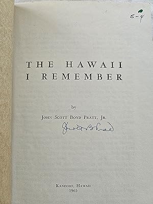 Seller image for The Hawaii I Remember for sale by Tangible Tales