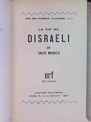 Seller image for La Vie de Disraeli Vies des Hommes Illustres, 8 for sale by books4less (Versandantiquariat Petra Gros GmbH & Co. KG)