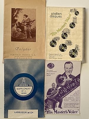 Lot de quatre catalogues : "His Master's Voice" - Polydor - HMV nouveaux 1930 - Odeon Supplément ...