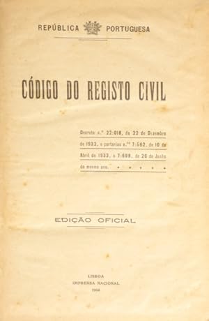 CÓDIGO DO REGISTO CIVIL. [1933]