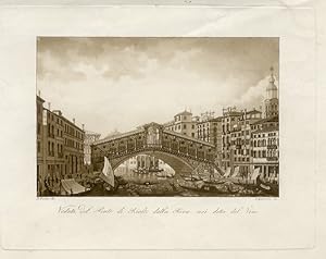 Bild des Verkufers fr Veduta del Ponte di Rialto dalla riva cos detta del vino. zum Verkauf von Libreria Oreste Gozzini snc