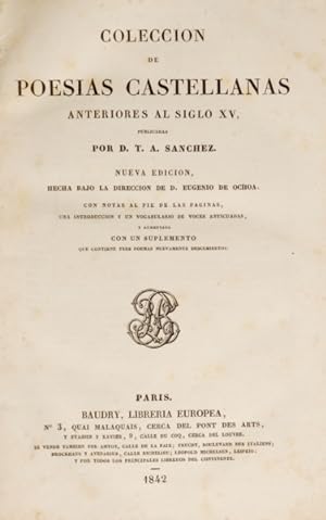 COLECCION DE POESIAS CASTELLANAS ANTERIORES AL SIGLO XV.