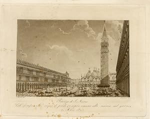 Bild des Verkufers fr Piazza di S. Marco coll'escrescenza d'acqua di piedi 4.1/2 sopra comune alta marea nel giorno 9 xbre 1825. zum Verkauf von Libreria Oreste Gozzini snc